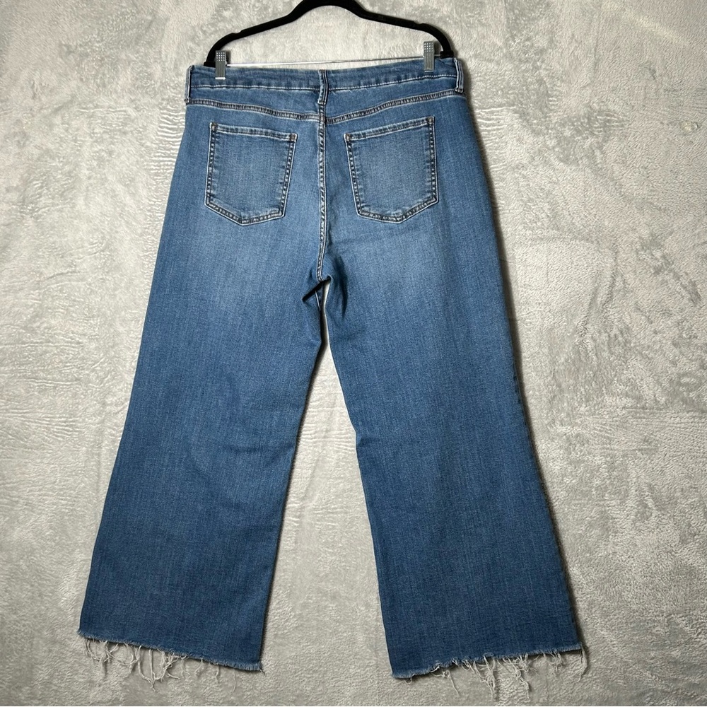 KUT From The Kloth Meg Fab Ab Wide Leg Jeans Womens 14 Cropped Frayed Stretch - Picture 8 of 15